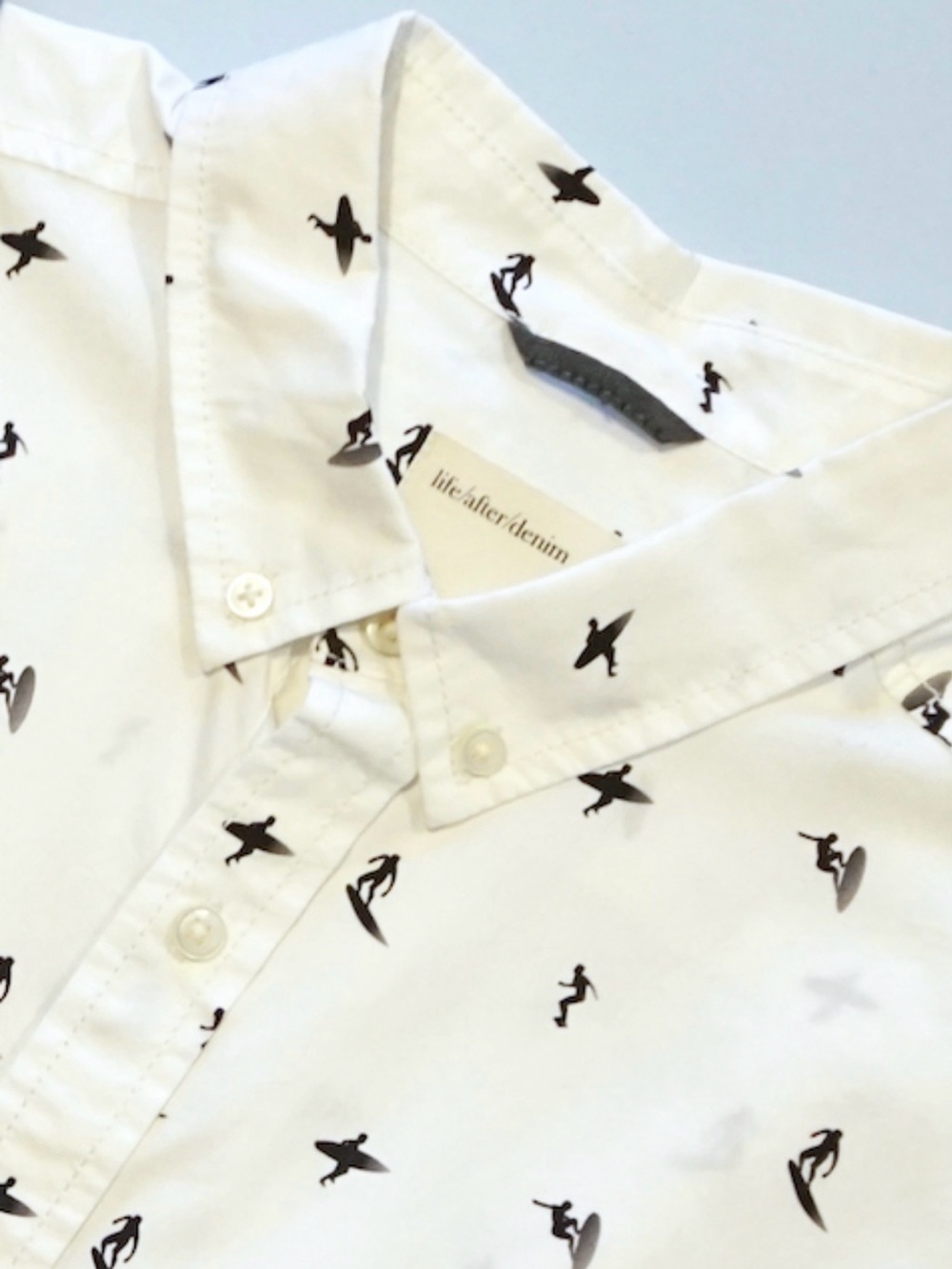 Short-Sleeve Button-Up Shirt with Surf  Print